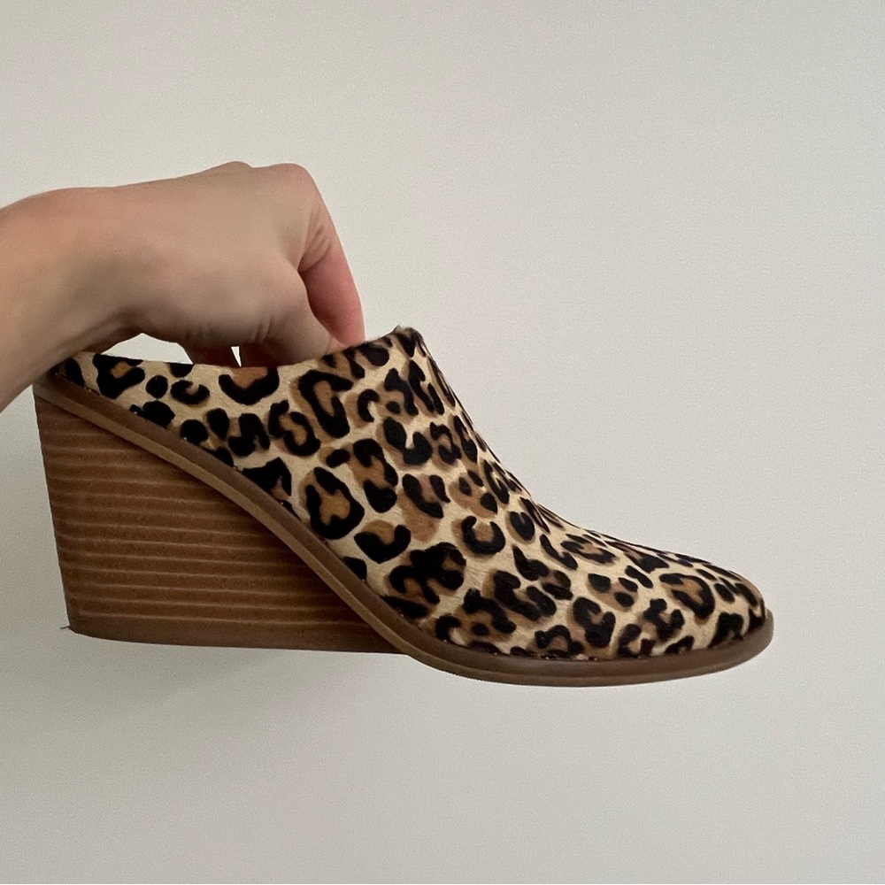 Dr. Schools original leopard wedge mules